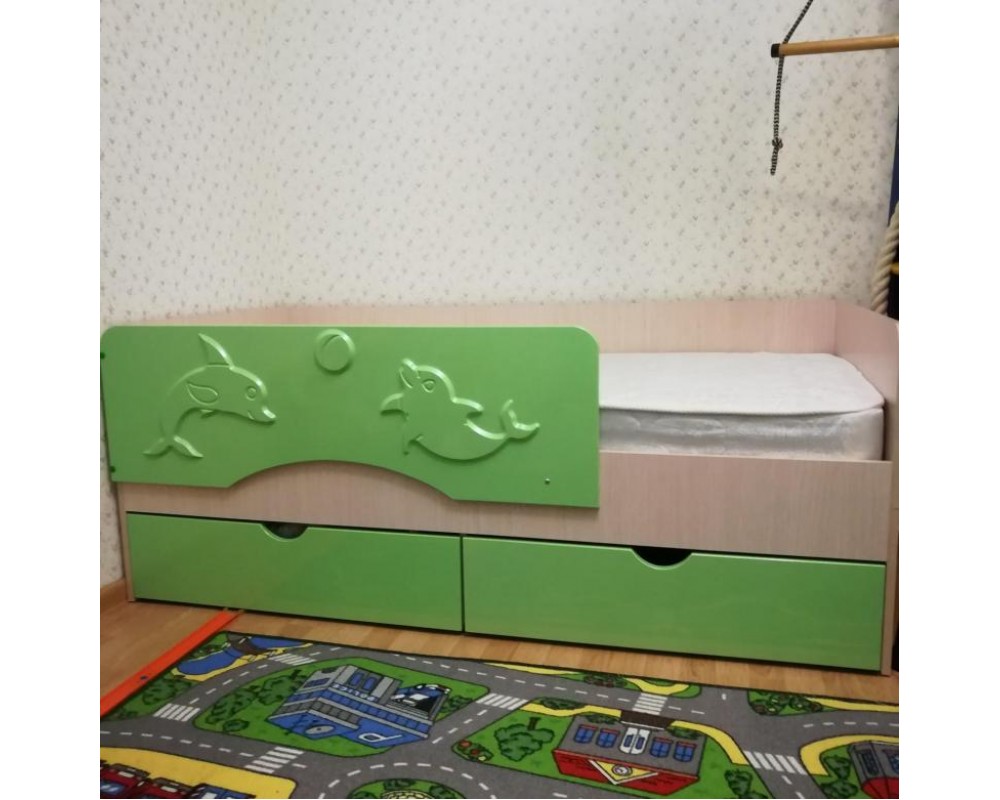 Детская кровать "Алиса КР-813" Дуб Белфорт/Зелёный металлик