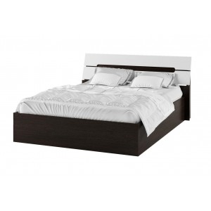 Кровать "Гавана" 1,4 м Белый акрил/ Венге (без матраса)