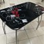 Стол обеденный "Агат" Винтаж Черный 120 см со стеклом