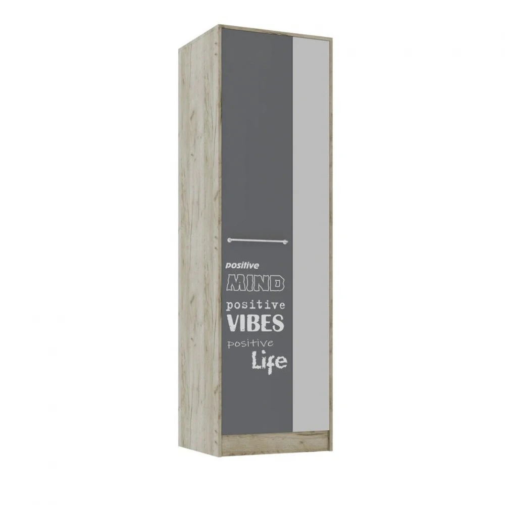 Шкаф "Колибри-Лофт" Дуб крафт серый/Графит/Камень серый