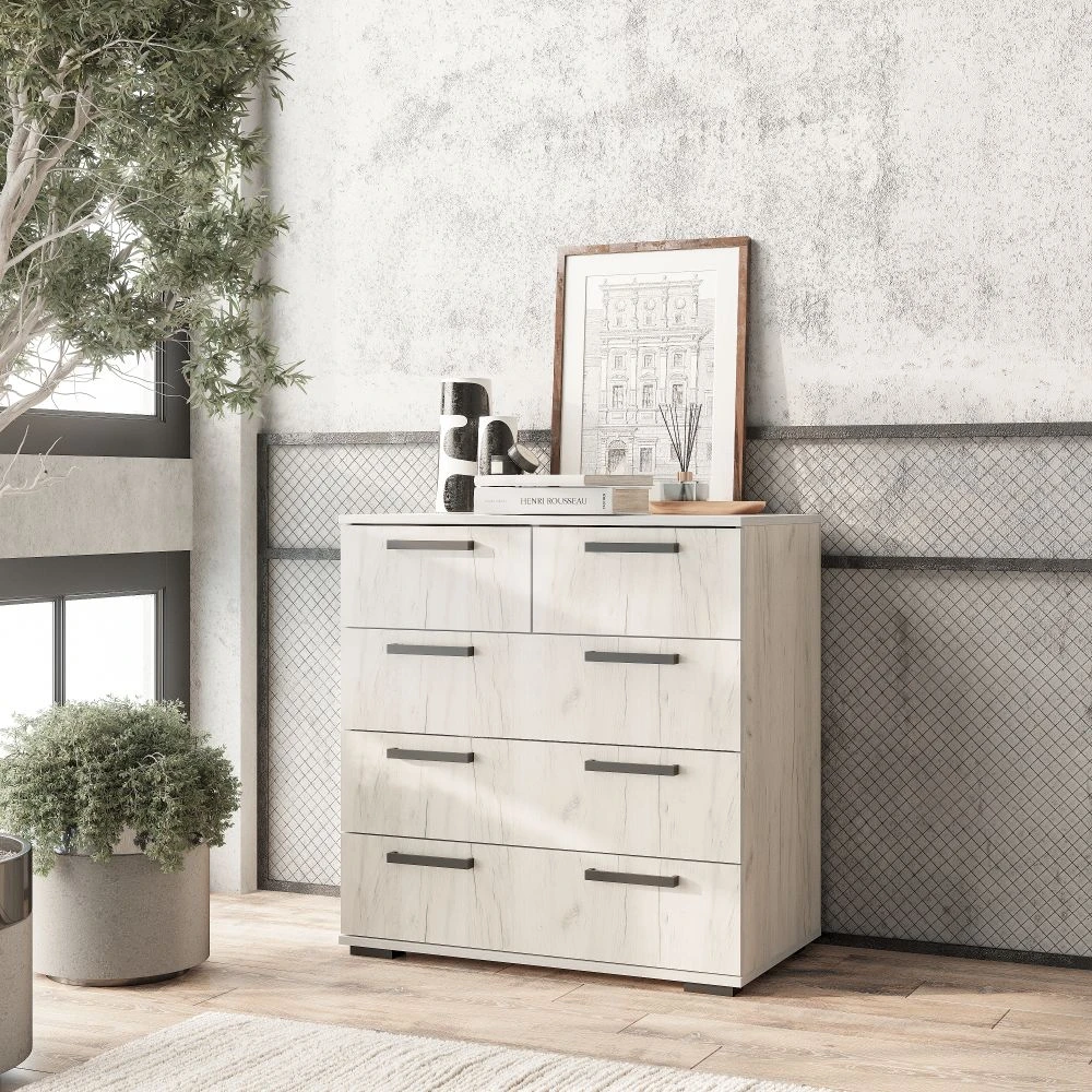 Комод "Стандарт-5 new" Дуб крафт белый