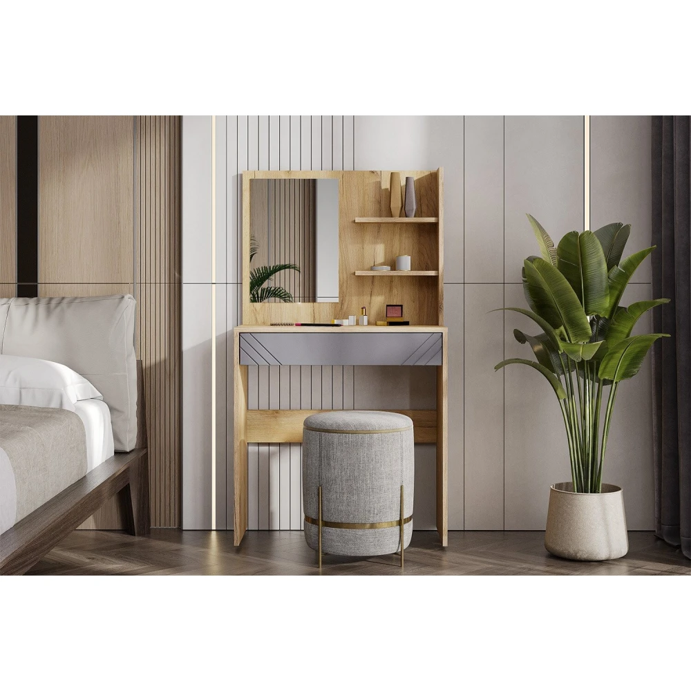 Стол туалетный с зеркалом "Байкал" Дуб Золотой/Графит