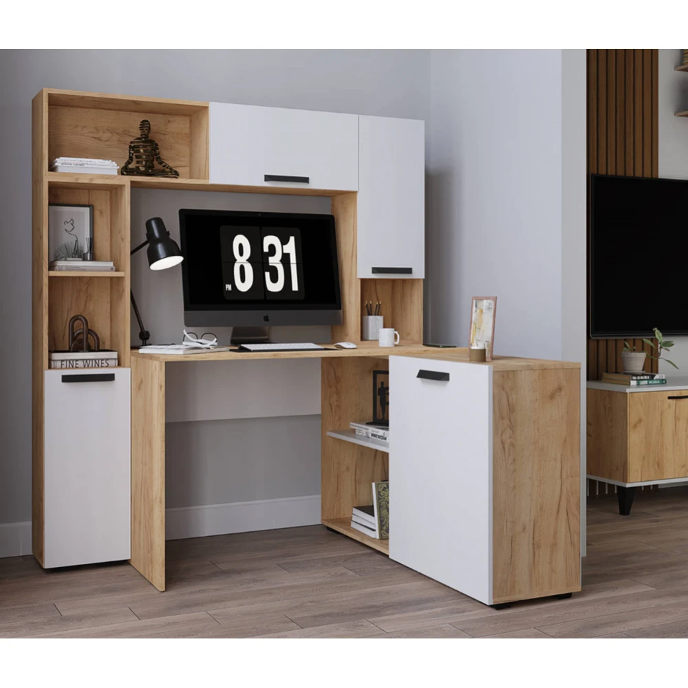 Письменный стол "Квартет-13" 1200 дуб крафт золотой/белый