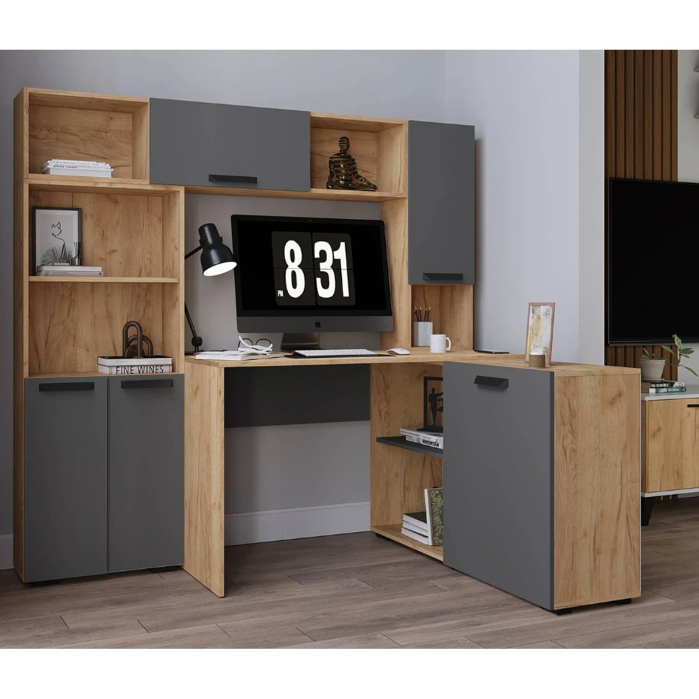 Письменный стол "Квартет-13" 1200 дуб крафт золотой/графит серый