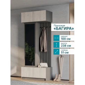 Прихожая "Багира" ПР-03 Графит/Крафт белый