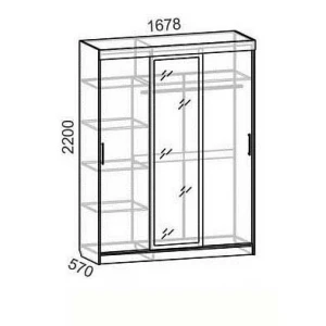Шкаф-купе "Базис КБ3/58/1з" Венге/Дуб молочный