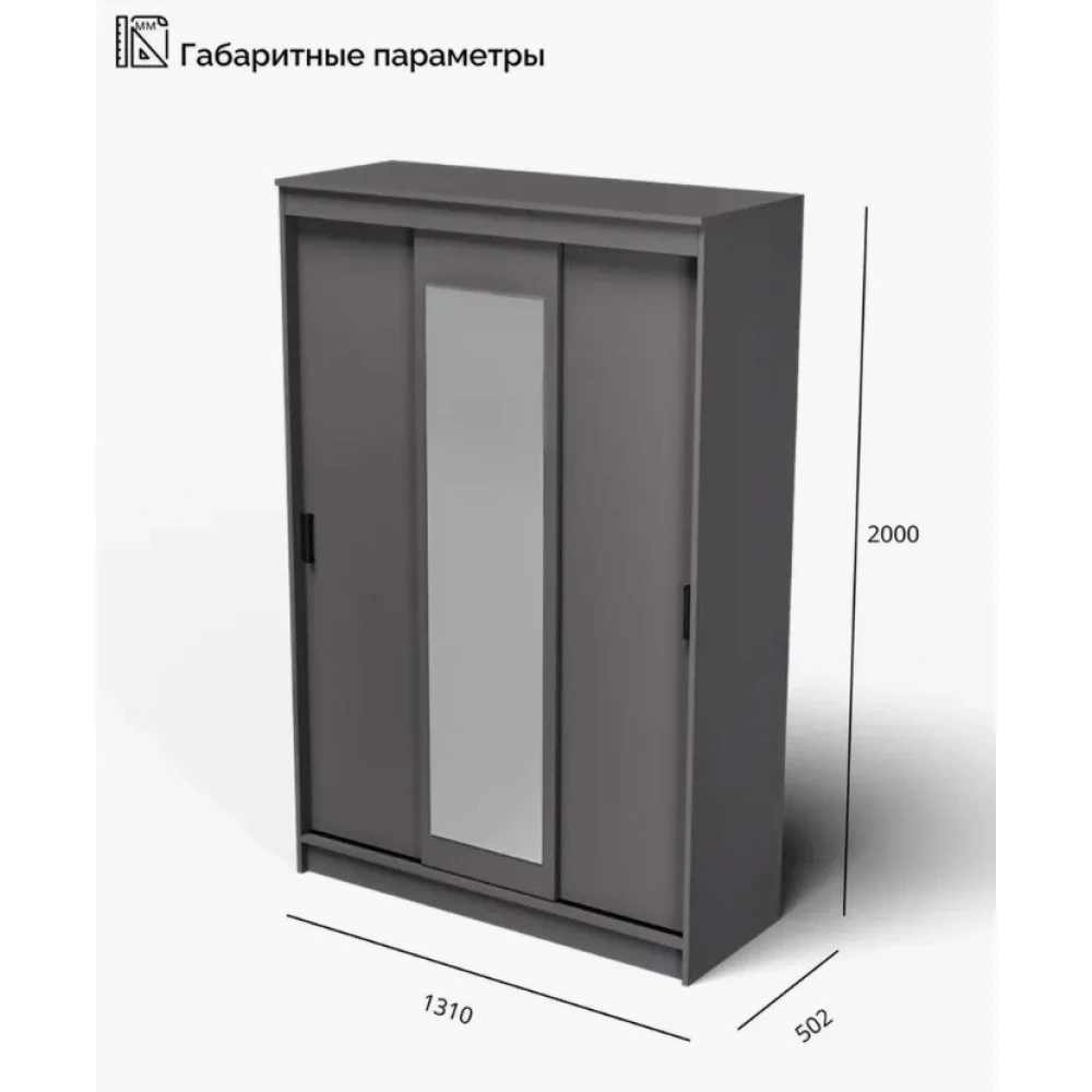 Шкаф-купе "Бруно-5" ЛК Графит