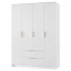 Шкаф 4-створчатый "Эмилия" ШК-11 Белый/Жемчужно белый БН
