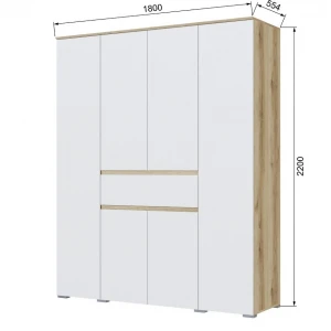 Шкаф 4-х створчатый "Плейона" Дуб делано/Белый
