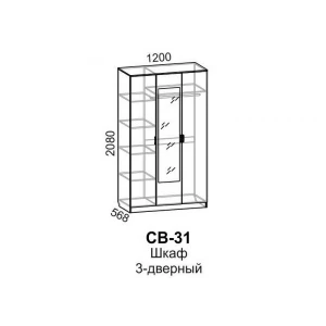 Шкаф "СВ-31" 3-х ств. Венге/Дуб молочный