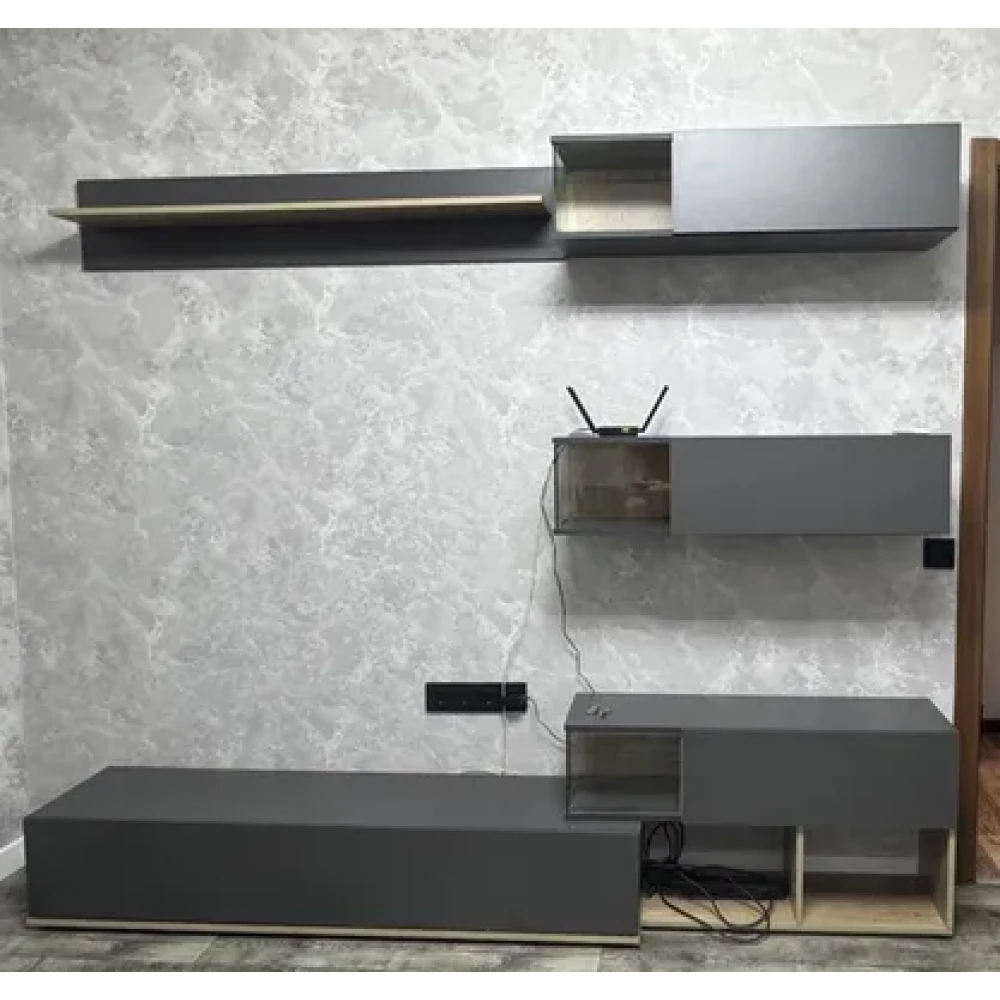 Гостиная "Рига ГС-01" Графит/Дуб каньон