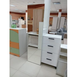 Комод с зеркалом "БРЕНТА" Белый ЛАК КВ